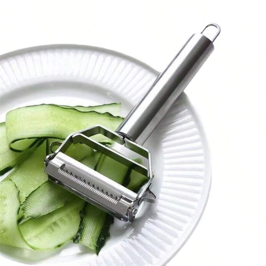 Râpe à pommes et pommes de terre multifonctionnelle en acier inoxydable, petit outil de cuisine, éplucheur à double tête souriante, couteau d'épluchage de fruits
