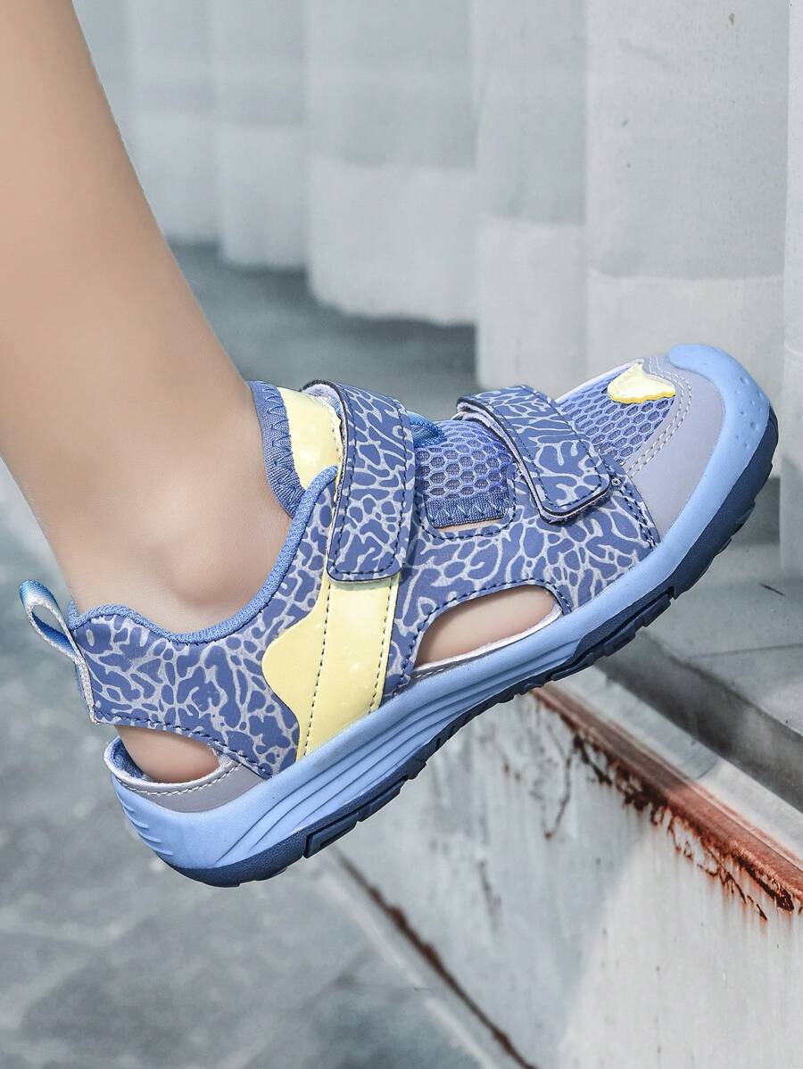 1 paar kinderen klittenband ontwerp antislip gesloten teen sportsandalen, jongens zomer strand schoenen
