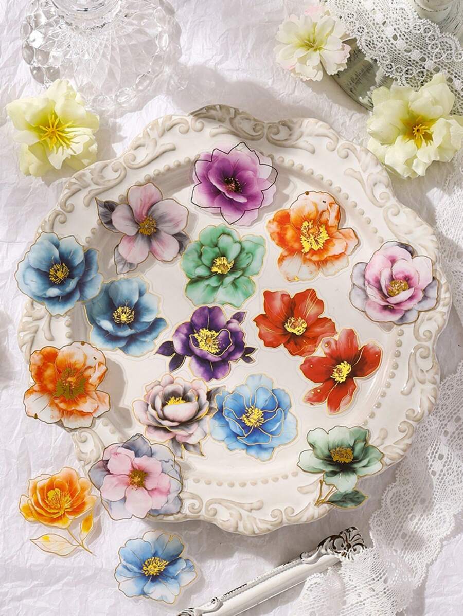20 pièces * Matériau PET résistant à la chaleur et à l'eau, Collection de fleurs, Cadeau de la nature, Motifs riches, Convient pour diverses créations DIY, Activités créatives en famille, Activités de team building, etc.
