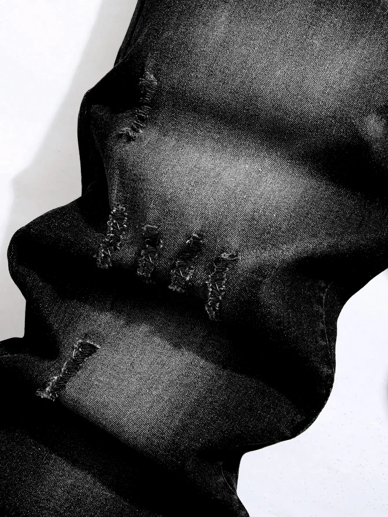 Men's Button Front Pocket Elastic Distressed Denim Jeans, Emo Style, Grunge