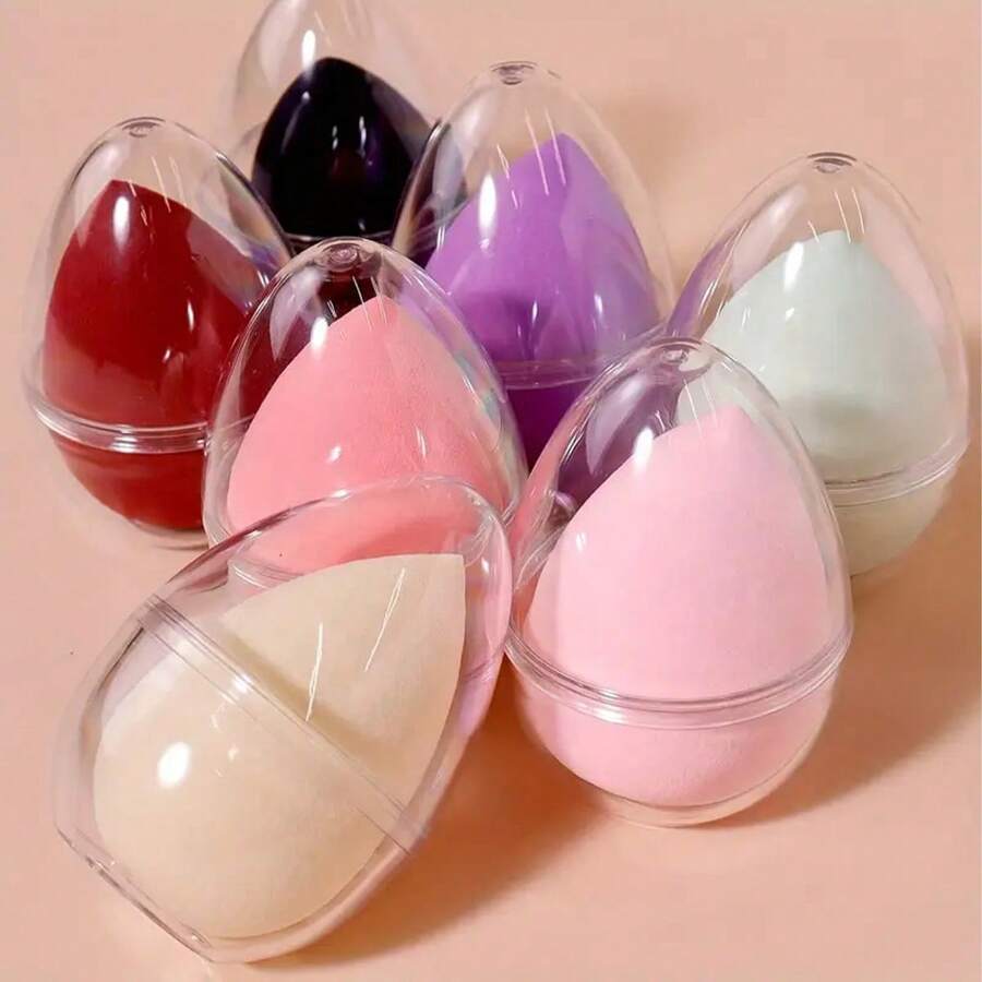 1 Makeup Sponge With Storage Box, 2 Powder Puff Sets, Beauty Egg + Storage Box Set Portable Makeup Sponge For Daily Makeup