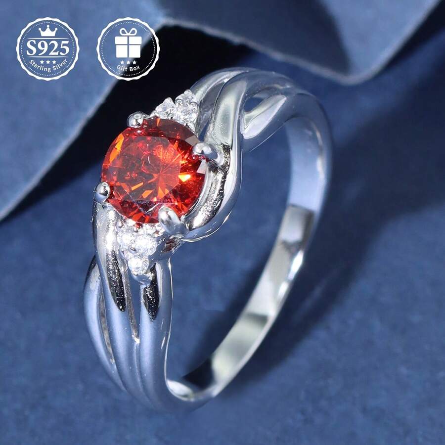 1pc Women's S925 Silver Luxury Elegant Moissanite Wedding Ring, Suitable For Wedding, Banquet, Party, Gift For Girlfriend, Mother's Day Gift