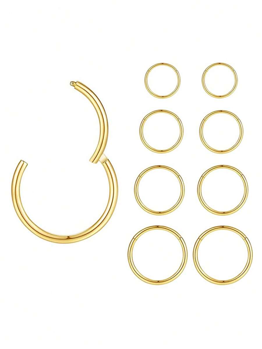Hypoallergenic Nose Rings 20G 18G 316l Surgical Steel Septum Jewelry Hinged Segment Ring Body Piercing Nose Hoop Lip Rings Nose Helix Cartilage Rook Earrings