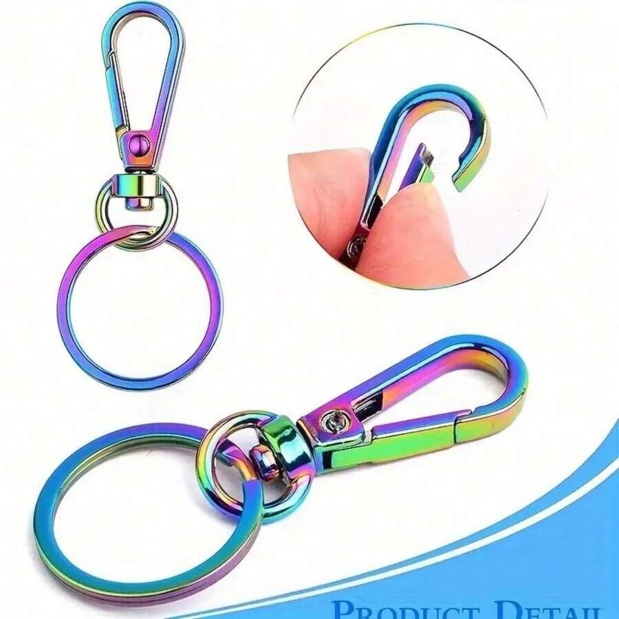 Rainbow Alloy Key Chain With Lobster Clasp & Tassel, Rotatable Spring Hook, For DIY Lanyards, Crafts, Women Keychains, Singles, Valentine's Day Gift Ideas