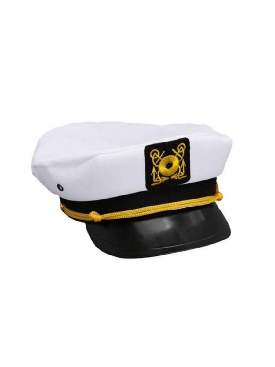 Casquette de marin blanche mignonne brodée avec d'autres broderies naturelles, faite en acrylique, convenant à toutes les saisons