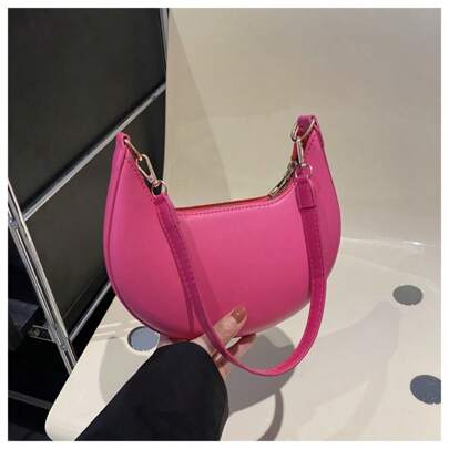 Crescent Shoulder Bags For Women Cute Hobo Tote Handbag Under The Arm Purses Mini Clutch Purse With Zipper Closure