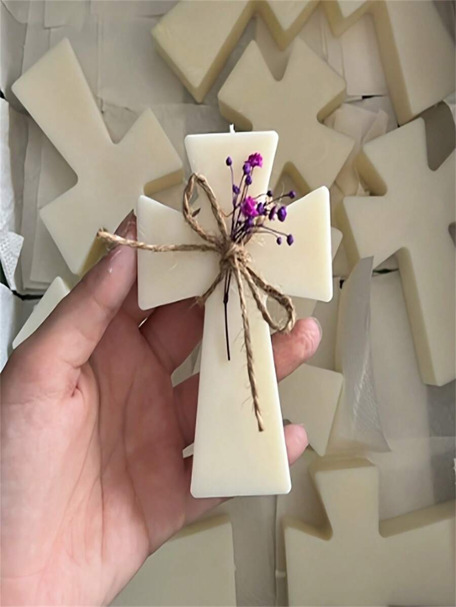 1 pezzo Stampo in silicone a forma di croce benedetta, per pendente, accessori per auto, perline aromatiche, deodorante per auto, sapone, candela, argilla, cemento, decorazione in gesso - deodorante per l'aria - deodorante in perline aromatiche - resina epossidica