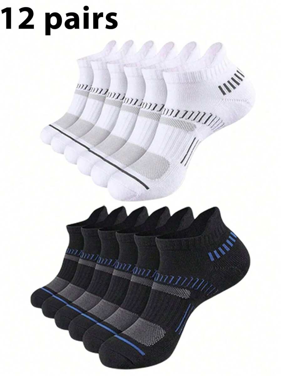 12 pares de calcetines cortos para tobillo para hombre, con almohadillado, que absorben la humedad, ultra suaves, transpirables, minimalistas y de moda, para uso en primavera y verano, para parejas