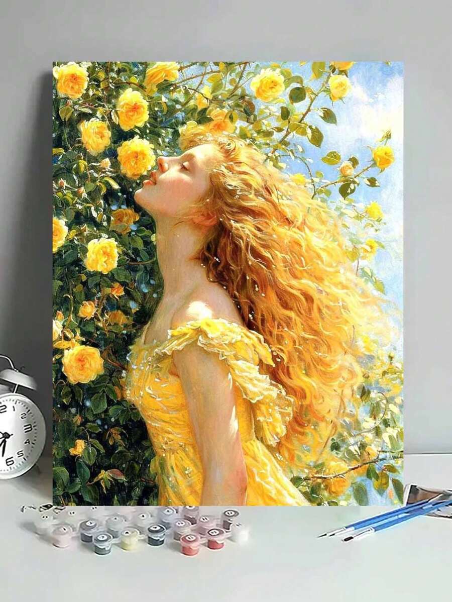 Floral Maiden Art Personalized DIY Digital Painting Kit, One Set, Artistic Oil Painting Set For Bedroom Decor And Art Wall Decor, Simple And Fun Painting Style, No Painting Foundation Required, Fulfill Your Artist Dream, Immerse Yourself In The Colorful World, Every Stroke Is Self-Expression, Add Romance To Life, Best Gift For Family And Friends, 40*50CM