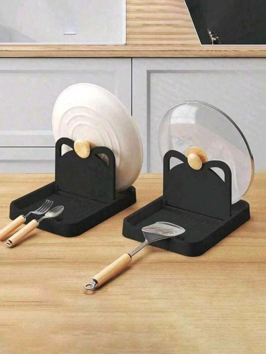 1pc Multifunctional Kitchen Fork, Spoon, Pot Lid And Spatula Stand, Foldable Utensils Organizer, Convenient Cooking Tools