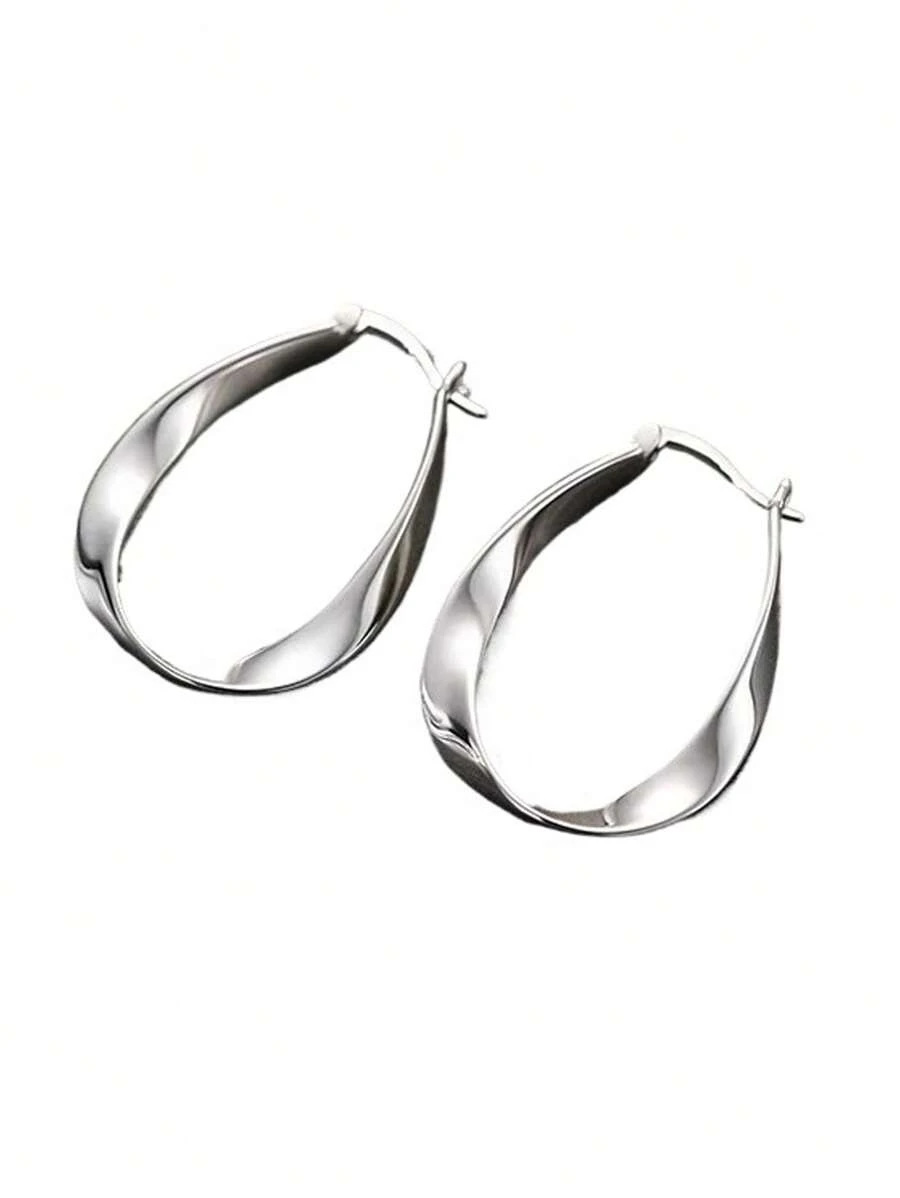 1 pieza Pendientes de aro sin fin minimalistas de plata de ley 925 hipoalergénicos, aptos para mujeres