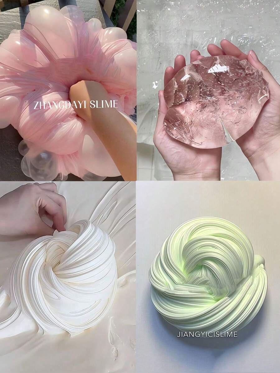4 stuks/set Squishy Slime speelgoed, anti-stress speelgoed, boter modder transparante modder, kinderbureau speelgoed, knijp modder, feestgunsten