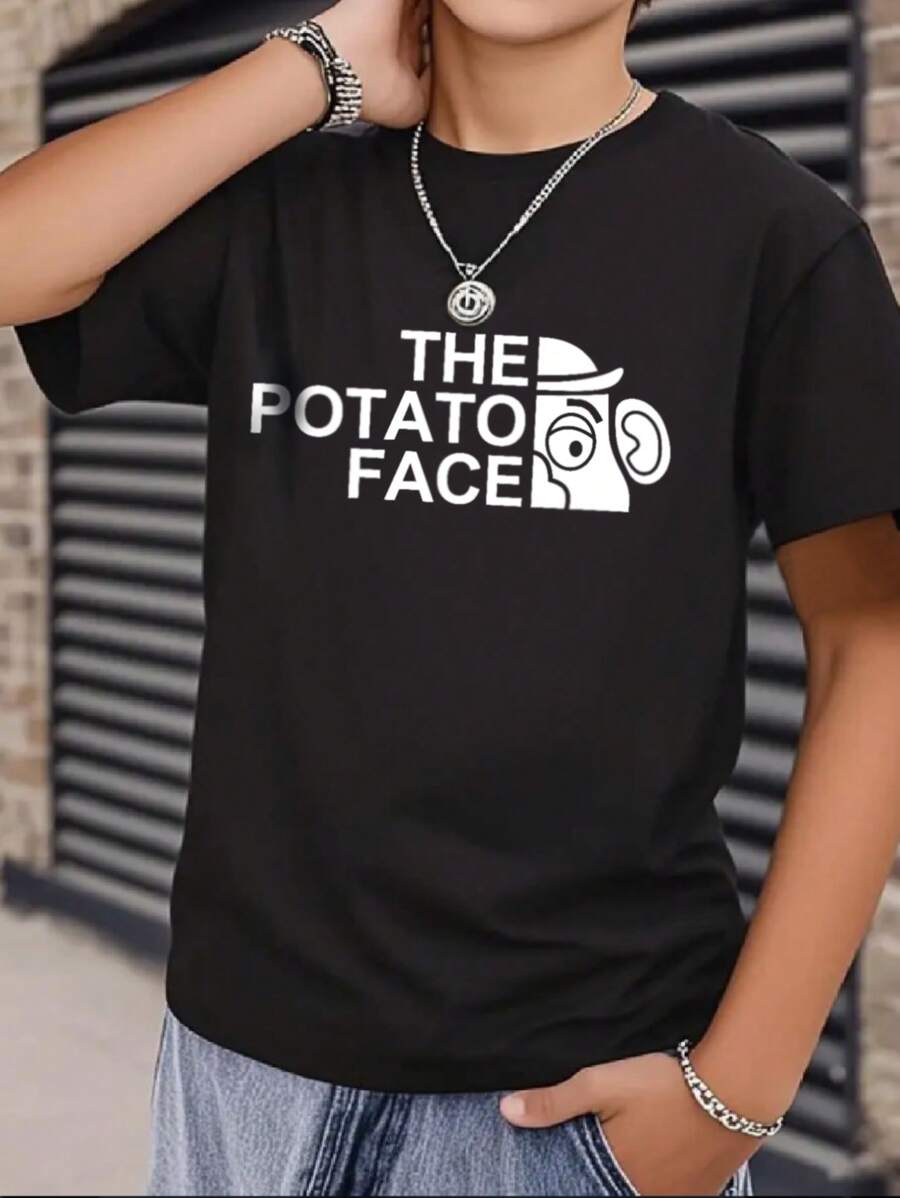 Teen Boys' Casual Daily Wear Teddy Bear Graphic Round Neck Short Sleeve T-Shirt