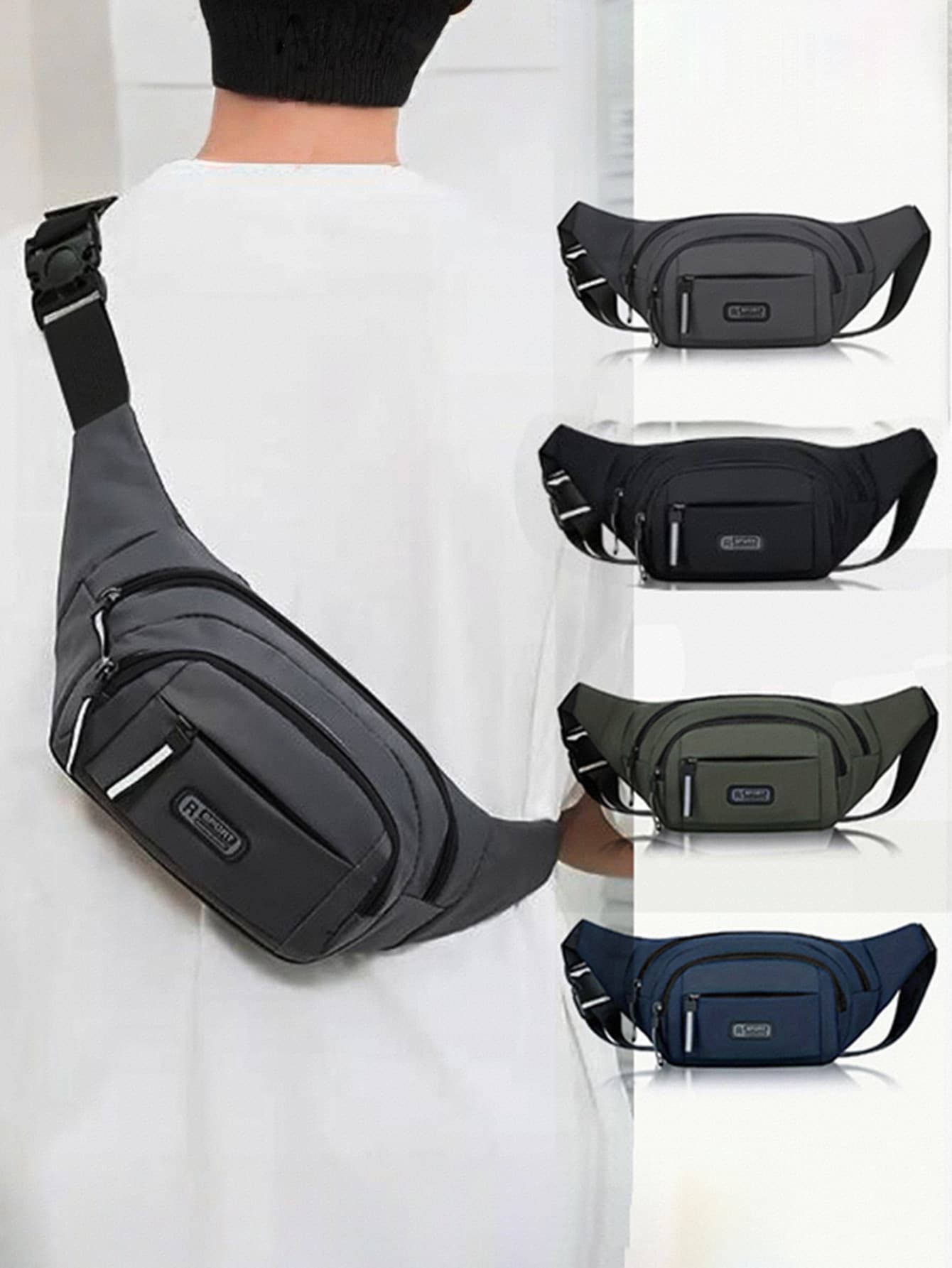 1pc Large-Capacity Men's Stylish Waterproof Waist Bag, Multi-Functional, Wear-Resistant, Multi-Compartment Waist Bag, With Adjustable Strap, Zipper Closure, Perfect For Sports, Fitness, Travel, Business And Daily Commute