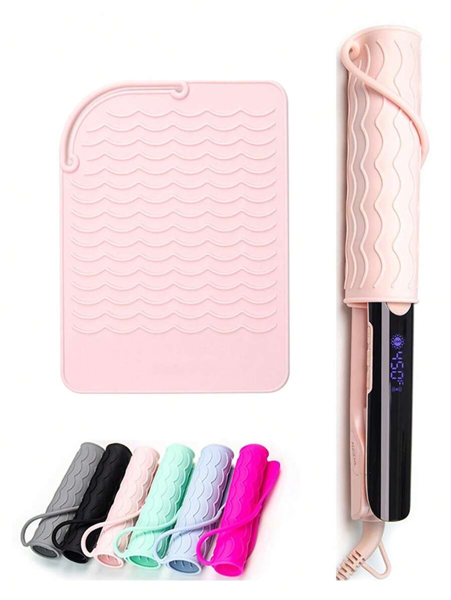 1/2pcs High-Temperature Silicone Mat Set, Portable Travel Hot Tool Organizer Mat Fits Curling Iron/Straightener/Styler, Foldable Heat-Resistant Protective Pad, Salon-Grade Safe Heat Insulation Accessory