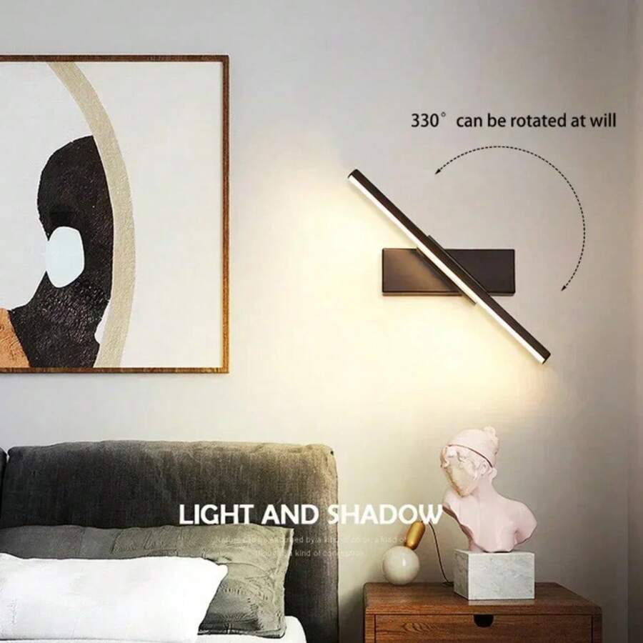 Modern Led Mirror Light Simple Touch Control Wall Sconce 330 ° Rotation-Led Rechargeable Magnetic Light Mirror Lamp Fixtures Black /White 30/60/80cm Aluminium Dimmable Rotating Rechargeable Wall Light Home Decor Fixtures For Living Room Bedroom Bedroom Bedside Hallway Lamp Dining Room Kitchen Wall