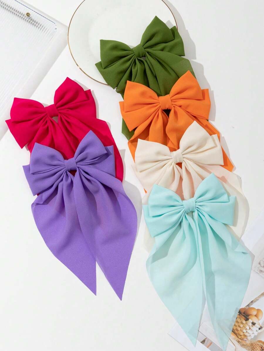6 Peças Grampos de Cabelo Elásticos Florais Femininos com Decoração de Laço, Grampos de Garra Versáteis, Pinças de Cabelo