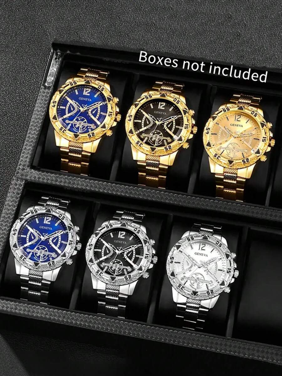 6pcs/Set Stylish Quartz Watches For Men - Perfect For Halloween, Christmas, Thanksgiving, Valentine's Day - Ideal Gift For Boyfriend Or Family