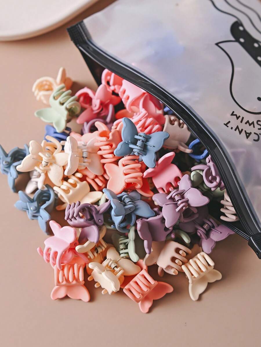 30pcs Women Elegant Butterfly Hair Clips, Cute Macaron Hair Claws, Princess Hair Accessories
