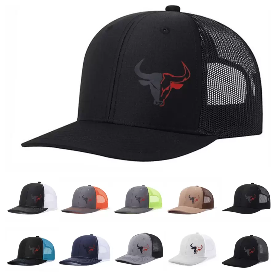 1pc Men's Patchwork Ox Print Adjustable Baseball Cap, Breathable Mesh Outdoor Riding Fishing Sun Protection Hat