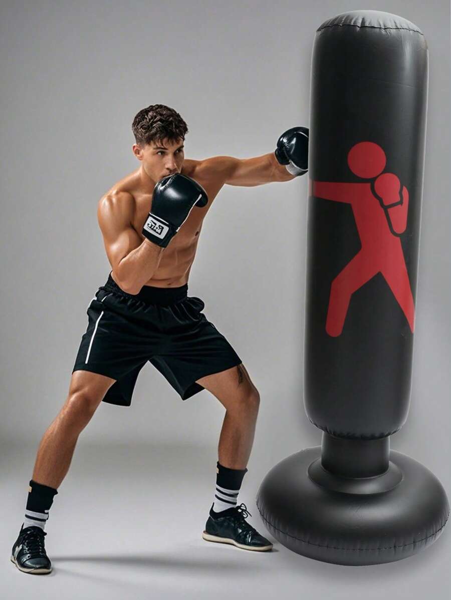 1 pieza Bolsa de boxeo inflable de fitness con soporte engrosado y catártico tridimensional