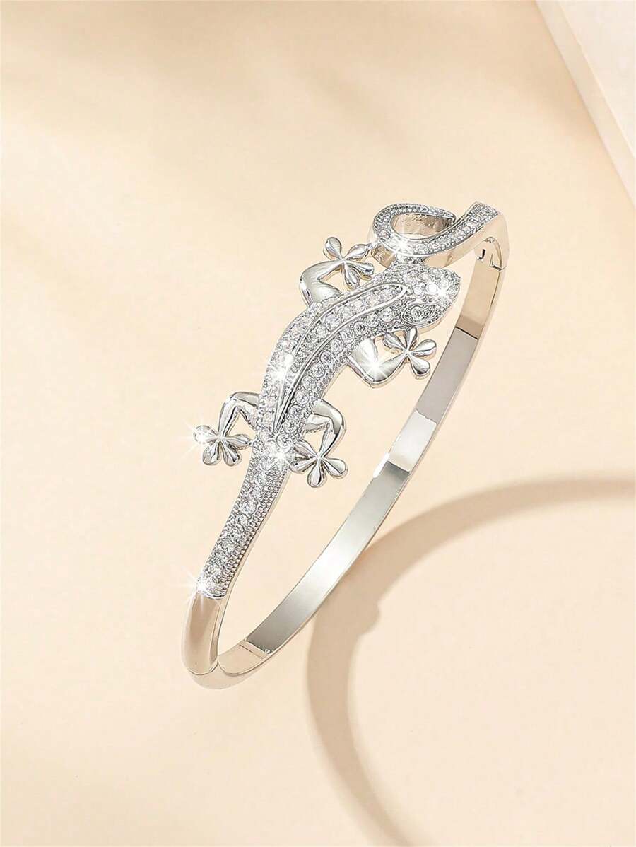 1 pièce Bracelet glamour de lézard décoré de strass en alliage de zinc, convient pour le port quotidien des femmes