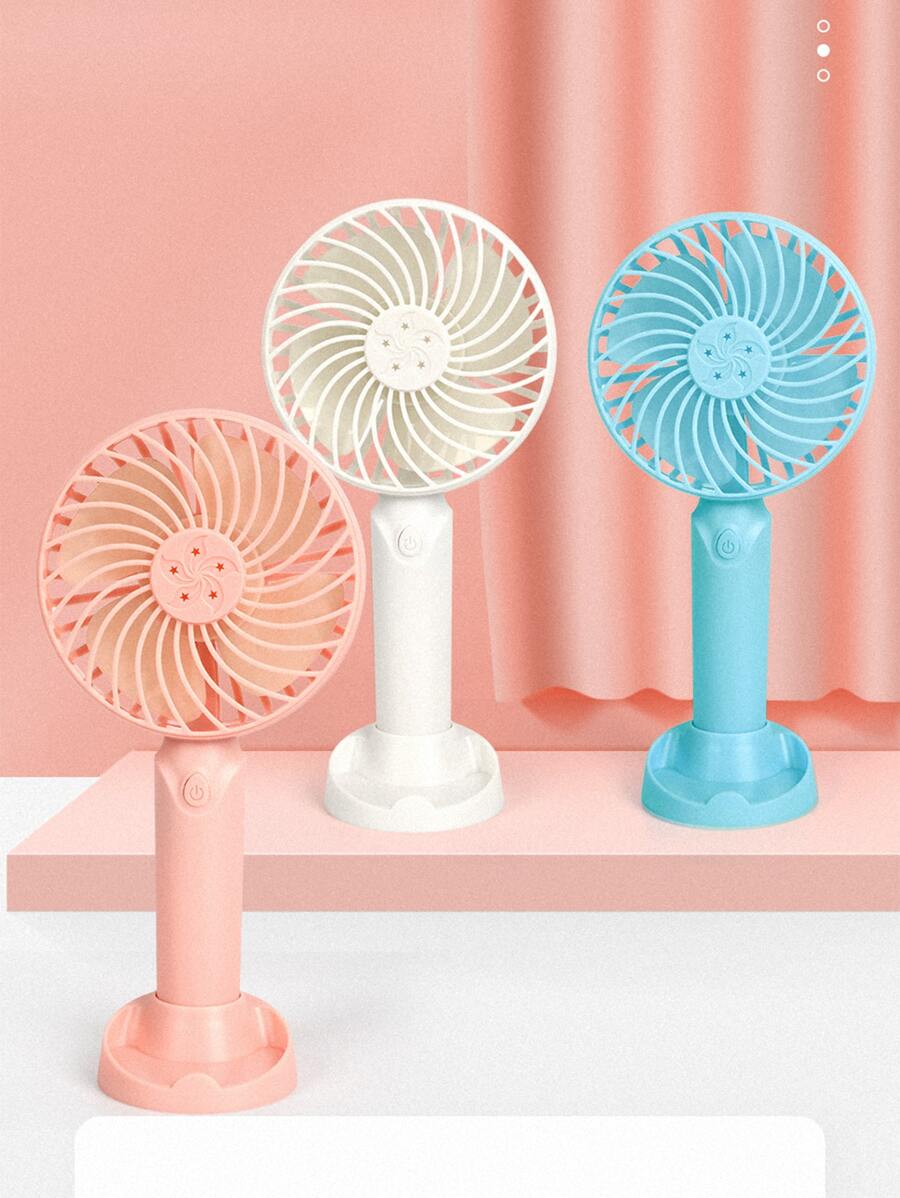1pc Mini Handheld USB Rechargeable Personal Fan, 3 Speed Adjustable, Portable Plastic Wearable Design, Button Control, Suitable For Indoor/Outdoor Use, Great For Office, Travel, Camping