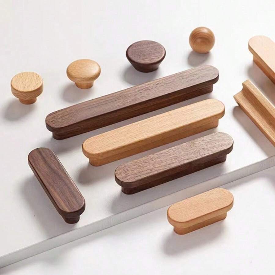 Manillas de muebles de madera de nogal para cajones, pomos para armarios de cocina, tiradores largos para cajones y armarios, pomos para puertas de armarios