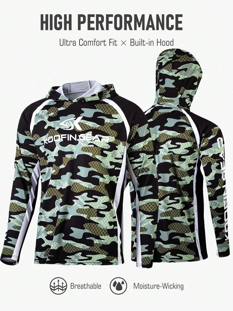 Men's High Performance Hoodie Fishing Shirt Quick Dry Clothes Lightweight Breathable Long Sleeve Sun Protection Fishing Wear