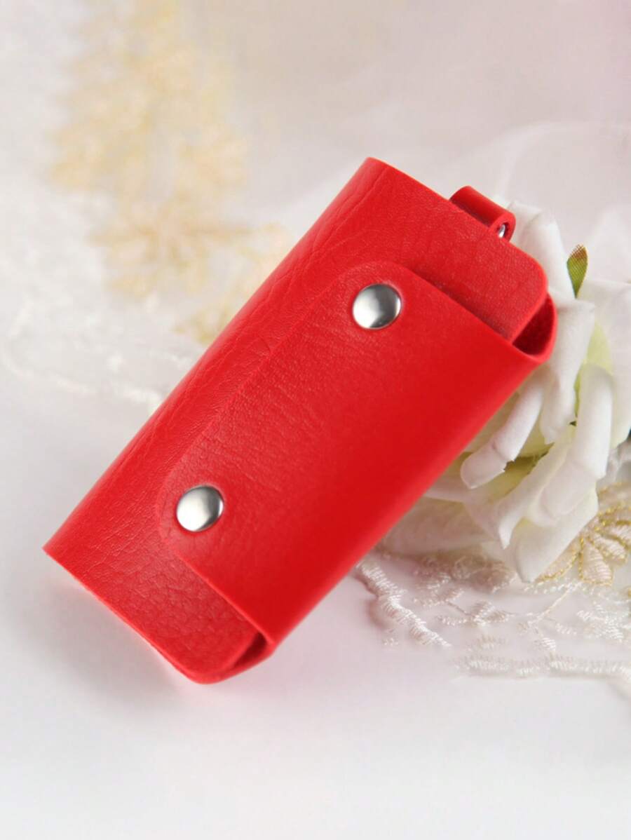 1 Pc Stylish Solid Color PU Leather Key Cover Car Key Protective Shell Portable Door Key Storage Bag With Hardware Buckle Unisex Suitable For Daily Use For Women Wallet Mini Wallet Purse Wallet