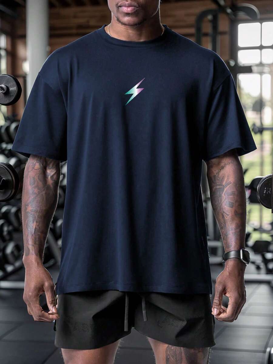 VitaFith 1pc Moda Masculina Estampa Gráfica Gola Redonda Casual Esportes Fitness T-Shirt, Tamanho Padrão