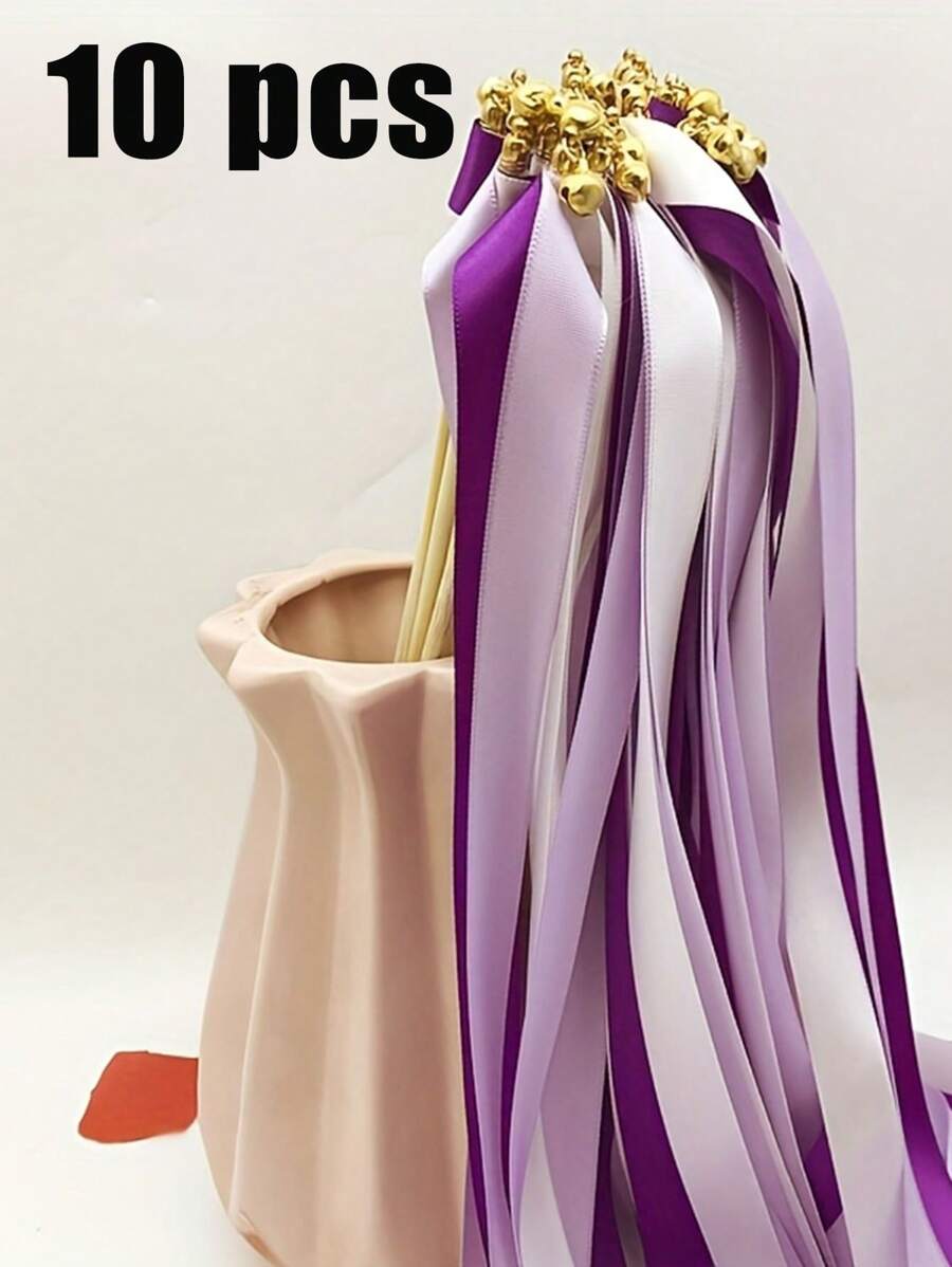 10/20Pcs Purple Fairy Wand Magic Sticks With Bells & Ribbons - Wedding Decorations, Party Supplies, Interactive Play, Perfect For Bridal Showers, Birthday Parties, Baby Showers, And Festive Celebrations Summer Gifts Beach Back To School School Supplies Room Decor