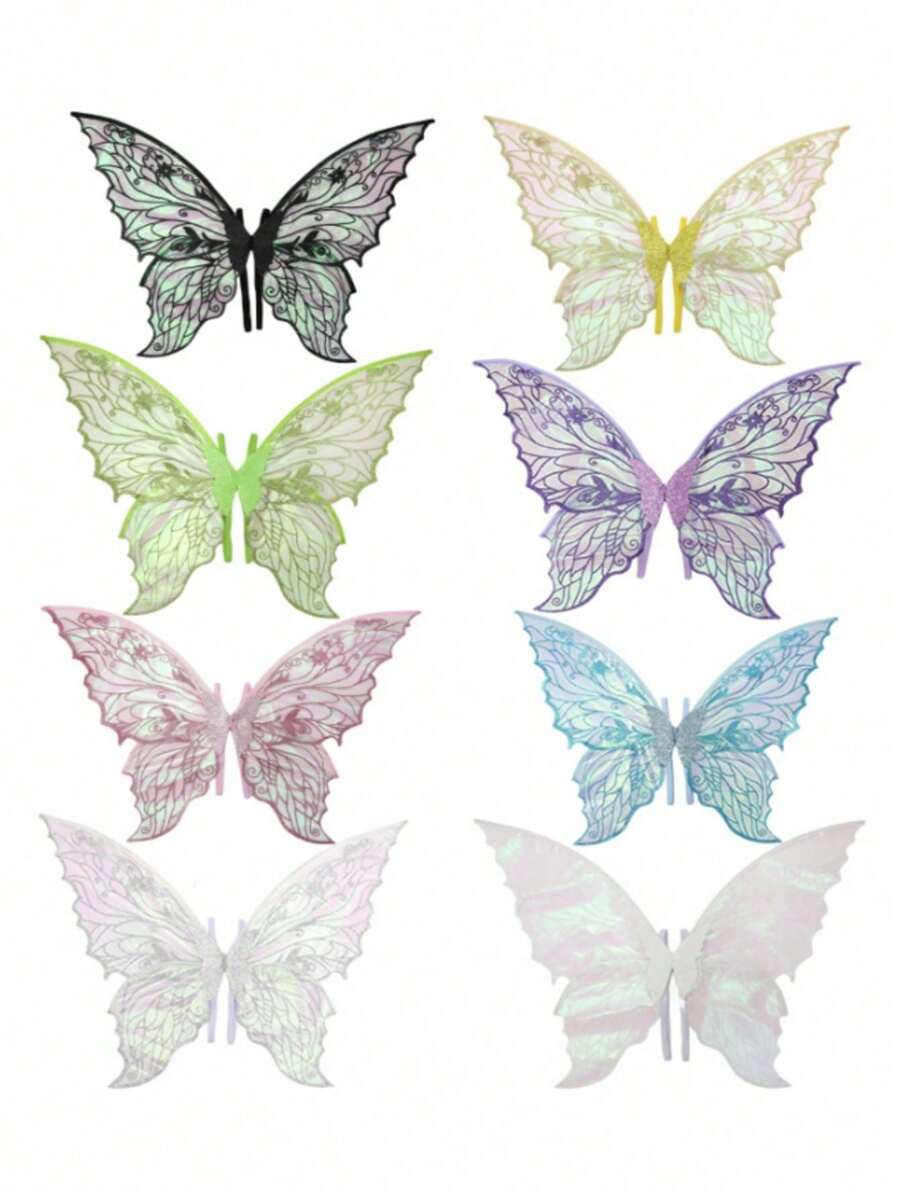 1 pièce d'aile de fée papillon avec feuille d'or, costume de déguisement pour fête, bal, représentation