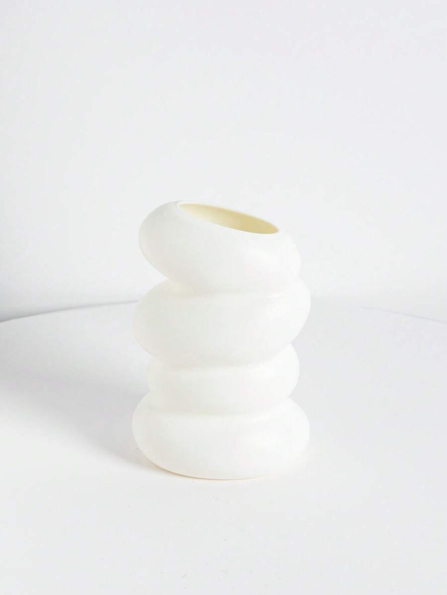 1pc Plastic Flower Vase, White Ceramic Look Flower Vase, Nordic White Plastic Vase Unbreakable Vase For Tulips Flower Arrangement Home Decor Table, Shelf Bookshelf, Mantel, Entryway And Centerpieces Decoration