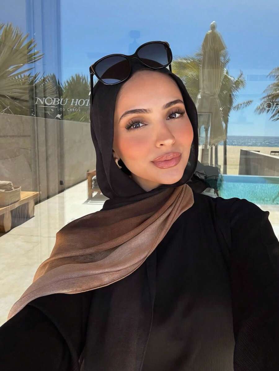 1 pièce Foulard/Hijab de style bohémien imprimé aquarelle pour femmes, convient pour le port extérieur et quotidien de vêtements voilés