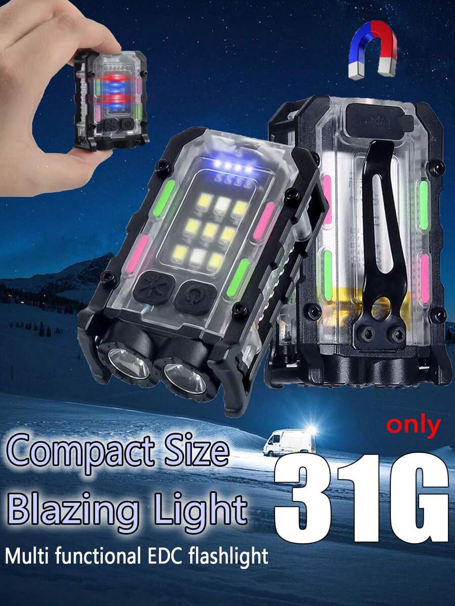 1PC Protable Bright Powerful Torch Light LED Multifunctional With Cap Clip Tail Magnt Work Light 400MAH EDC Mini Keychain Flashlight