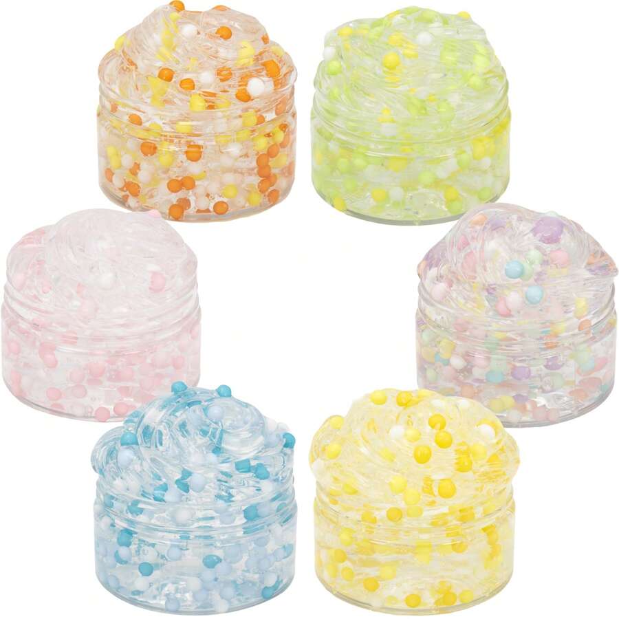 120ML Crunchy Crystal Slime Kit With Color Balls, Soft Non-Sticky Super Stretchy Sensory Toy, Christmas Gift Party Favor Birthday Gifts For Boys Girls, Prizes For Kids Classroom
