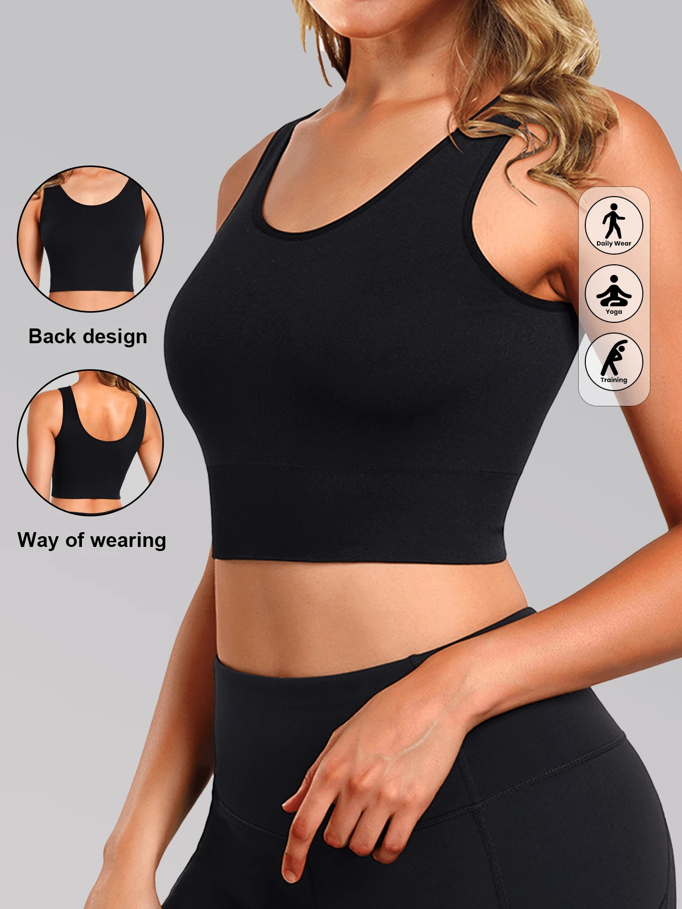 1 pieza Sujetador deportivo sin costuras con relleno extraíble y soporte de elevación para mujer, básico de yoga para verano