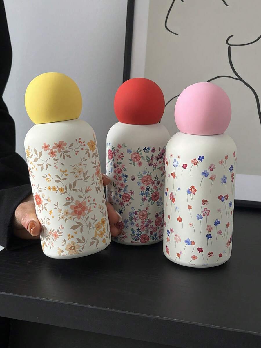 1pc 350ml Blooming Flower Pattern Double-Wall 316L Stainless Steel Vacuum Insulated Tumbler, Coffee Cup, Water Bottle, Personalized Design, Gift For Birthday, Holiday, Suitable For School, Outdoor, Home, Office Back To School
