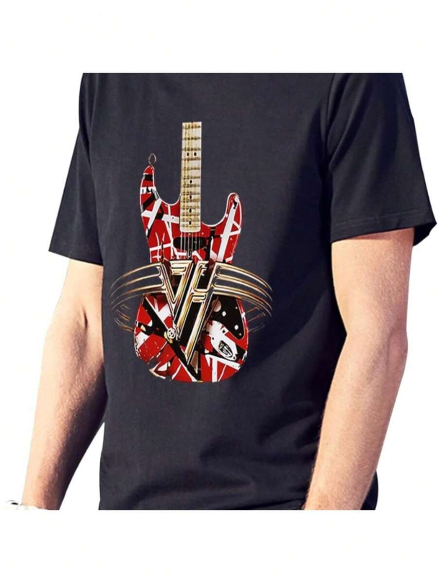 Vintage Berspesle Classic Guitar T Shirt 1970s Outfits For Men Tee T-Shirt Black - Men's Summer Graphic Pure Cottons T-Shirts - Crew Necked, Short-Sleeved, Soft, Comfortable, And Stylish | Flattering Solid Simple Tops