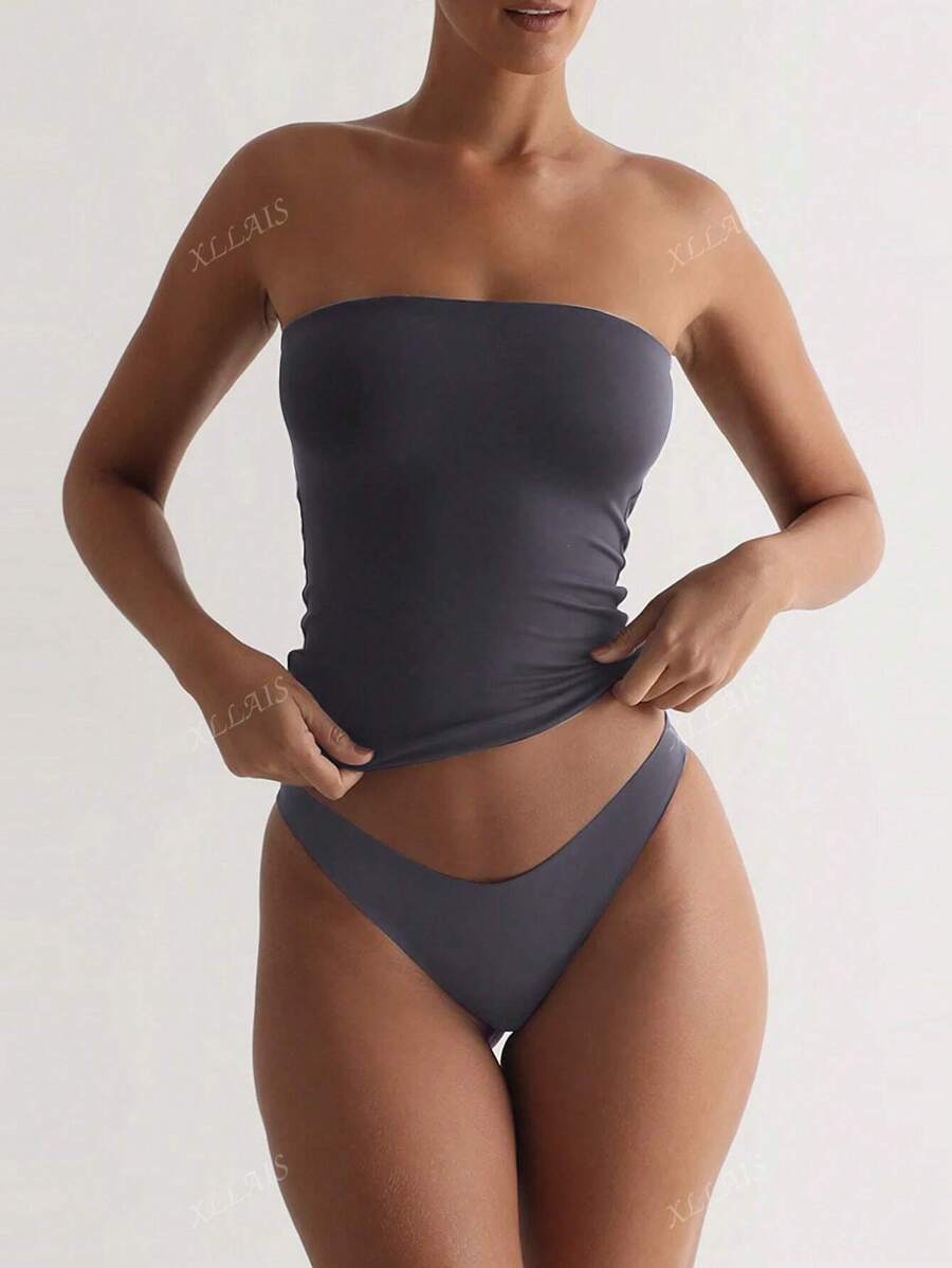 XLLAIS Sexy Strapless Basis Vest Fashion Solid Elastic Slim Fit Tube Top For Women Four Seasons Wear