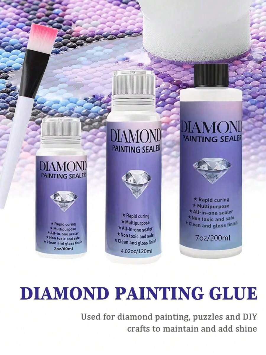 1Set 5D Diamond Painting Glue Sealant Set Kit, Suitable For Various DIY Handicrafts Such As Mosaic Embroidery Puzzles, Brightening Agent To Prevent Diamond Falling And Anti-Falling Diamond Art Glue Sealant