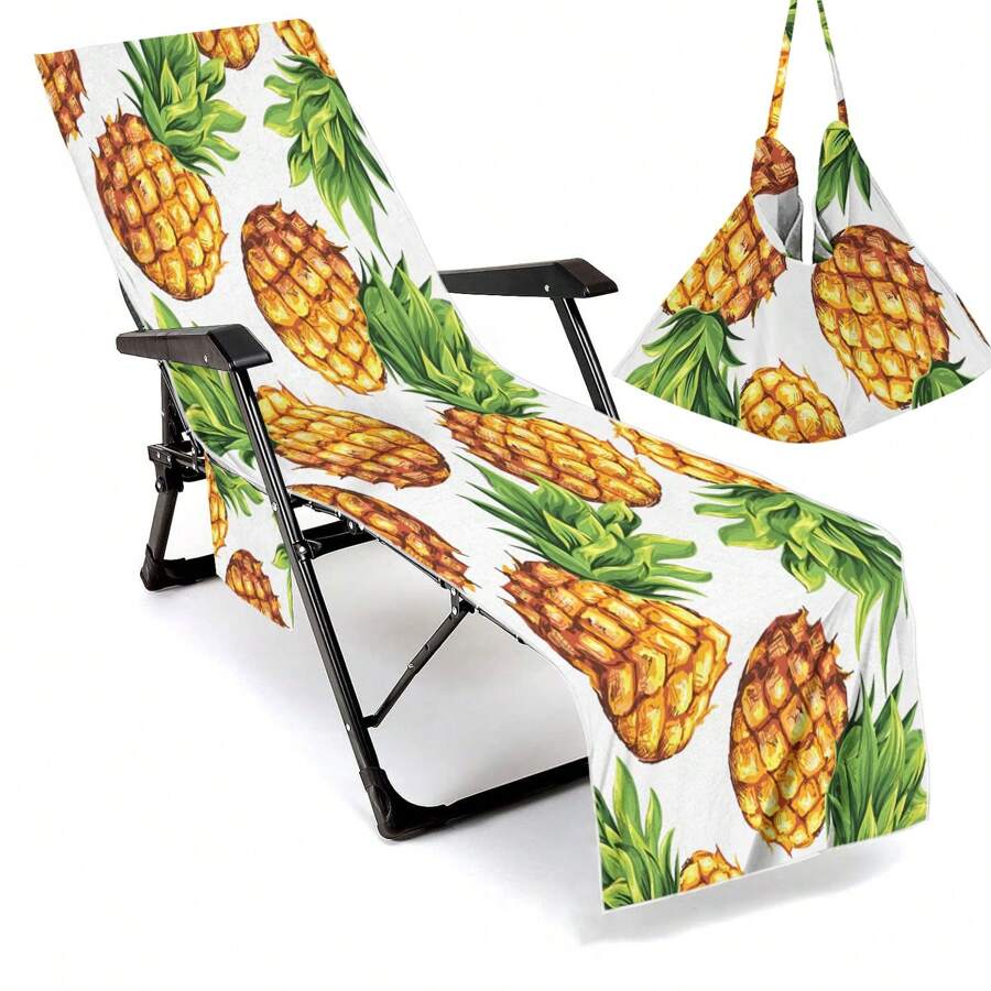 Housse de chaise de plage pliable pouvant être pliée en un sac à porter à l'épaule, avec des poches latérales pour ranger lunettes et téléphone. Convient pour les chaises de plage, serviettes, chaises de piscine et transats. Facile à transporter. Été, accessoires de voyage, vacances, décorations de salle de bain, essentiels de plage