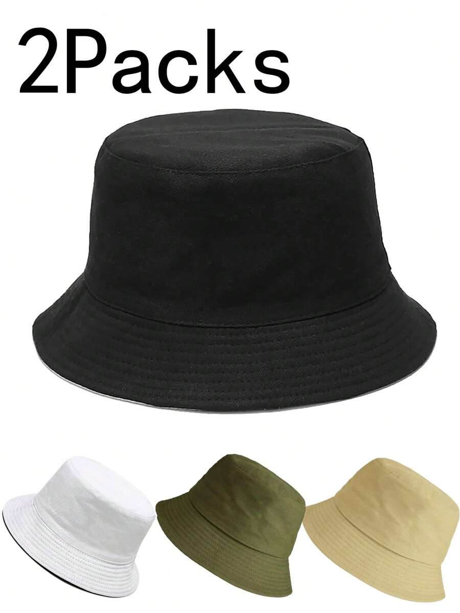 2 Packs Unisex Bucket Hat Beach Sun Hat Aesthetic Fishing Hat For Men Women Teens, UPF 50 Packable Summer Travel Beach Sun Hat,Reversible Double-Side-Wear