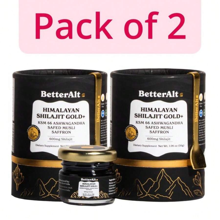 Himalayan Shilajit Resin With KSM-66 Ashwagandha | Lab-Tested | Pre-Workout For Muscle Recovery, Gym Performance | 2-Month Pack