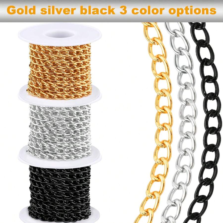 Rollo de 5m de Cadena de aleación de aluminio gruesa y retorcida, cadena de metal chapada en oro para hacer joyería, collares, pulseras y manualidades DIY