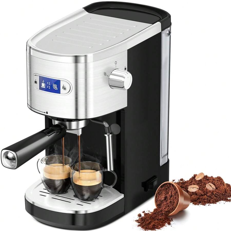 Havato Espresso Machine 20 Bar, Professional Espresso Maker With Milk Frothing Steam Wand, Compact Coffee Machine With 45oz Removable Water Tank For Cappuccino, Latte, Gift, Black