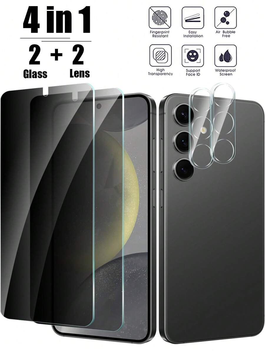 2+2 Packungen kompatibel mit Samsung Galaxy Datenschutz Bildschirmschutz mit Kamera Linsenschutz, Anti-Spion gehärtetes Glas Schutzfolie 9H Härte, kratzfest, Case-freundlich, Geschenk zum Geburtstag, Familie, Freunde Anti-Spion, Handybildschirmschutz, Handyzubehör