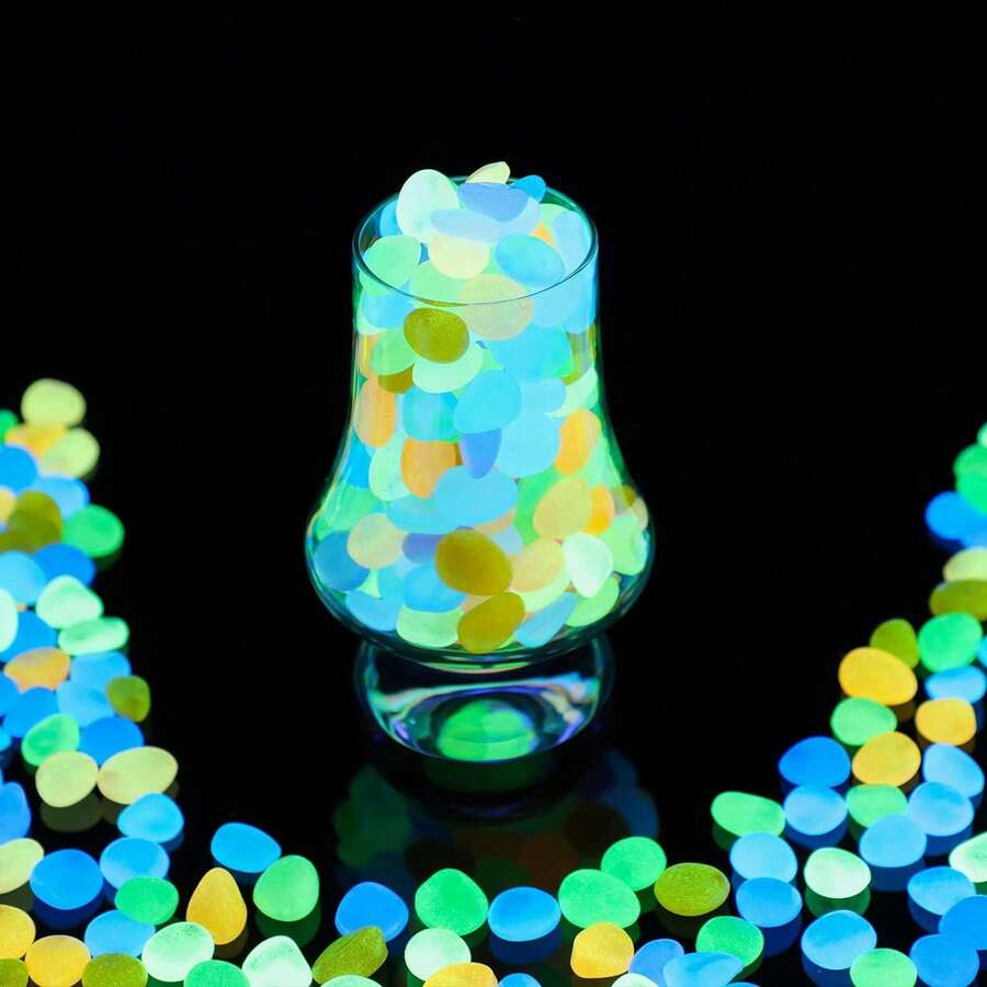 100 Pcs Glow In Dark Rocks Luminous Stone Garden Accessories Micro Landscape Fish Tank Decoration Outdoor Patio Lawn Yard Kit