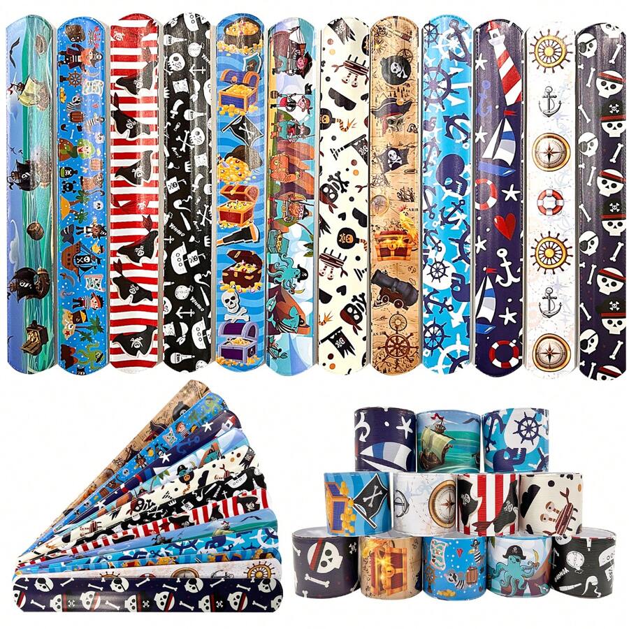 36 Peças Pulseiras de Estalo para Festa de Piratas, Pulseiras de Estalo para Suprimentos de Festa de Aniversário, Prêmios, Troca de Presentes, Natal, Páscoa, Halloween, Presentes de Feriado